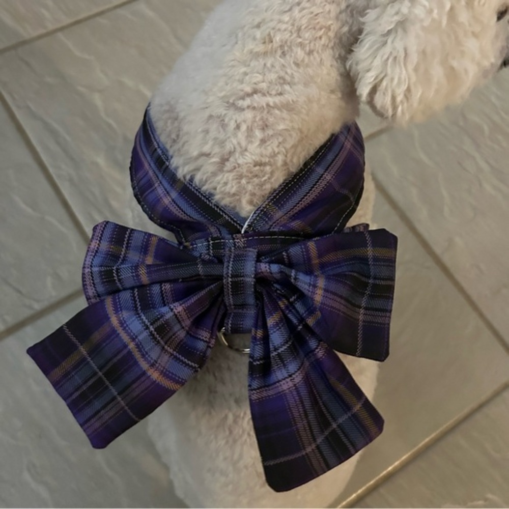 Purple Plaid small dog Harness and Leash Set